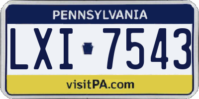 PA license plate LXI7543