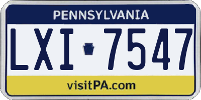 PA license plate LXI7547