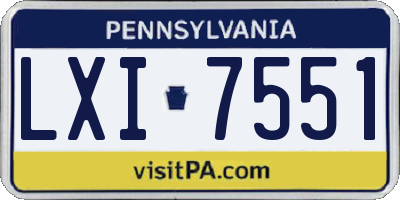 PA license plate LXI7551