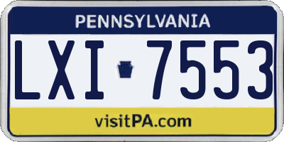 PA license plate LXI7553