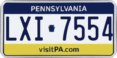 PA license plate LXI7554