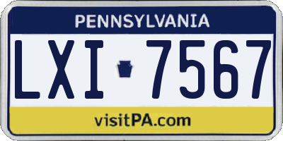 PA license plate LXI7567