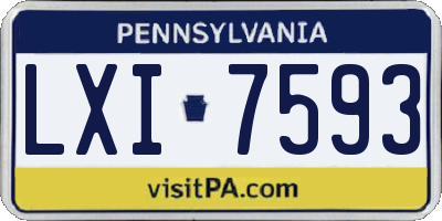 PA license plate LXI7593