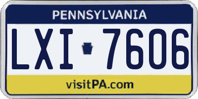 PA license plate LXI7606