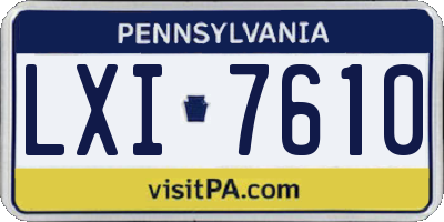 PA license plate LXI7610