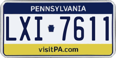 PA license plate LXI7611
