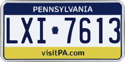 PA license plate LXI7613