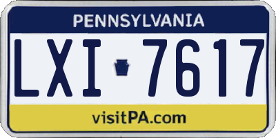 PA license plate LXI7617