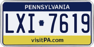 PA license plate LXI7619