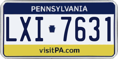 PA license plate LXI7631