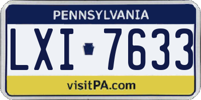 PA license plate LXI7633