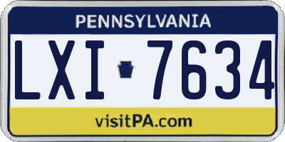 PA license plate LXI7634