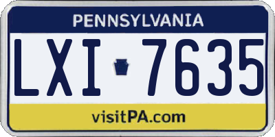 PA license plate LXI7635