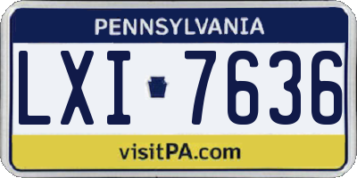 PA license plate LXI7636