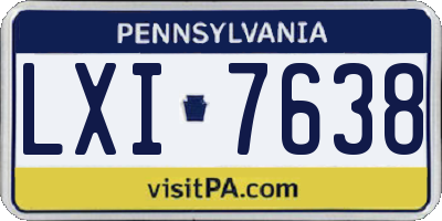 PA license plate LXI7638