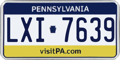 PA license plate LXI7639