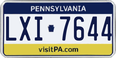 PA license plate LXI7644