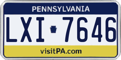 PA license plate LXI7646
