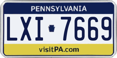 PA license plate LXI7669