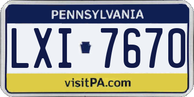 PA license plate LXI7670