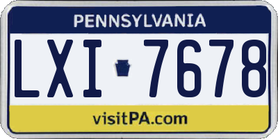 PA license plate LXI7678