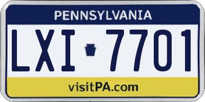 PA license plate LXI7701
