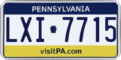 PA license plate LXI7715