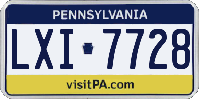 PA license plate LXI7728