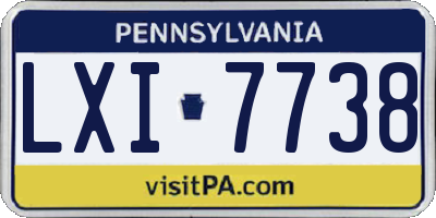 PA license plate LXI7738