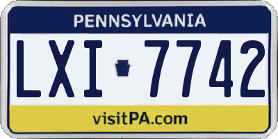 PA license plate LXI7742