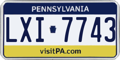 PA license plate LXI7743