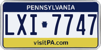 PA license plate LXI7747