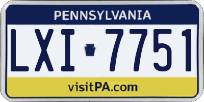 PA license plate LXI7751