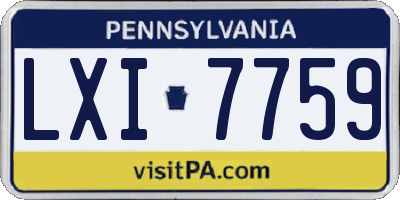 PA license plate LXI7759