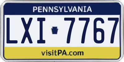 PA license plate LXI7767