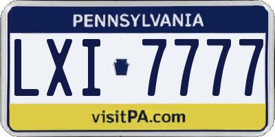 PA license plate LXI7777