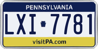 PA license plate LXI7781