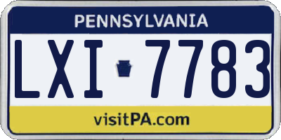 PA license plate LXI7783