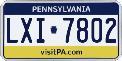 PA license plate LXI7802