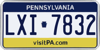 PA license plate LXI7832