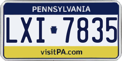 PA license plate LXI7835