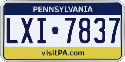PA license plate LXI7837