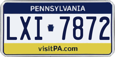 PA license plate LXI7872