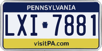 PA license plate LXI7881