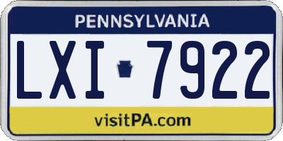 PA license plate LXI7922