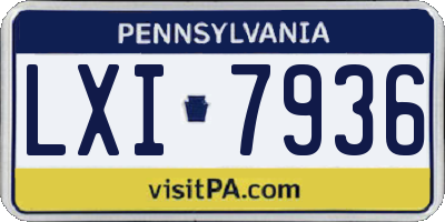 PA license plate LXI7936