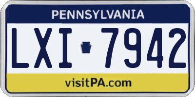 PA license plate LXI7942