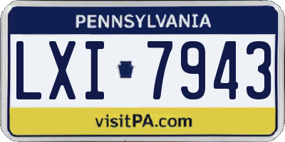 PA license plate LXI7943