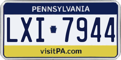 PA license plate LXI7944