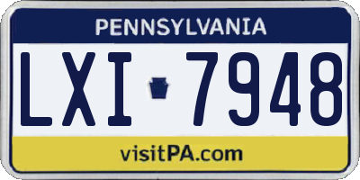 PA license plate LXI7948
